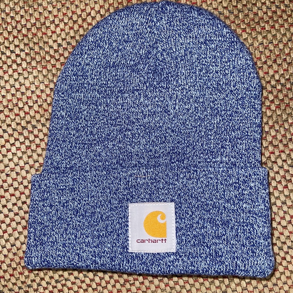 White and Blue heathered Carhartt Beanie